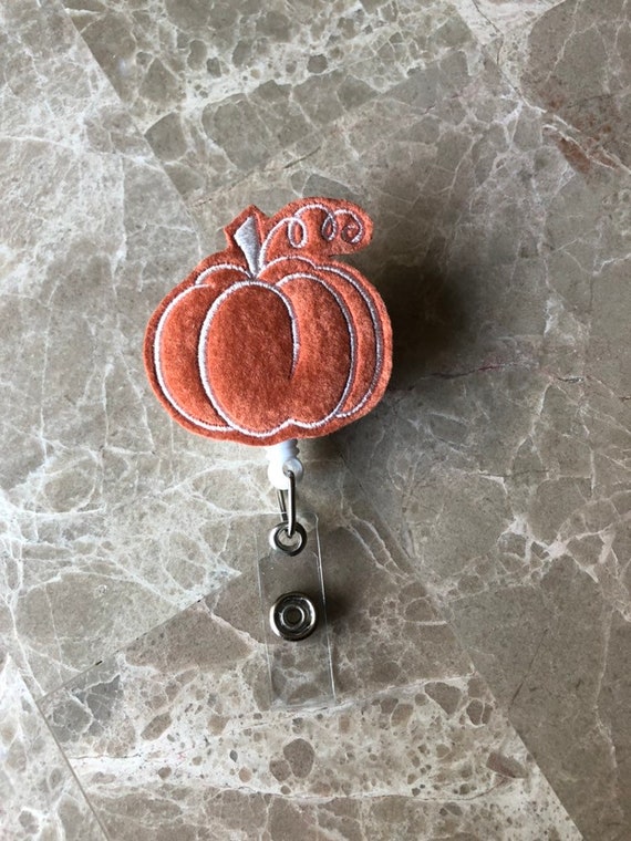 Peach Velvet Pumpkin Badge Reel/Fall Badge Reel/Halloween Badge Reel/Nurse Badge Reel/Pumpkin Badge Reel