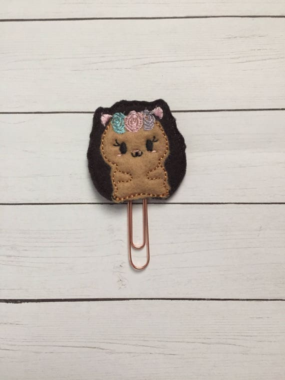 Hedgehog with flowers Clip/Planner Clip/Bookmark. Hedgehog Planner Clip. Animal Planner Clip. Floral Planner Clip