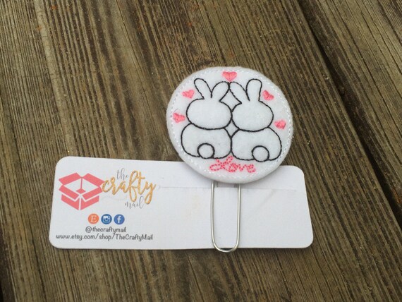 Love Bunnies Clip/Planner Clip/Bookmark. Valentine's planner clips