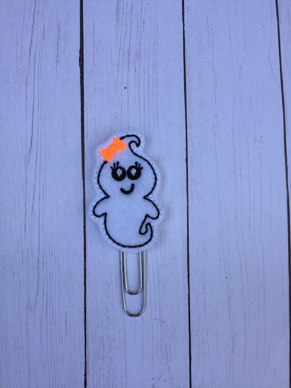 Ghost with orange bow planner Clip/Planner Clip/Bookmark. Holiday Planner Clip. Fall Planner Clip. Halloween planner clip. Ghost Paper clip