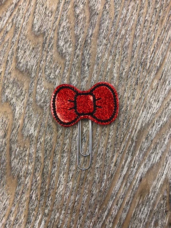 Red Glitter Bow planner Clip/Planner Clip/Bookmark. Bow Planner Clip. Kitty Bow Planner Clip. Hello Bow Planner Clip. Red Bow Clip