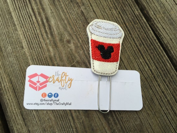 Hot Mouse Coffee Planner Clip/Paper Clip/Feltie Clip. Mouse ears planner clip. Coffee planner clip