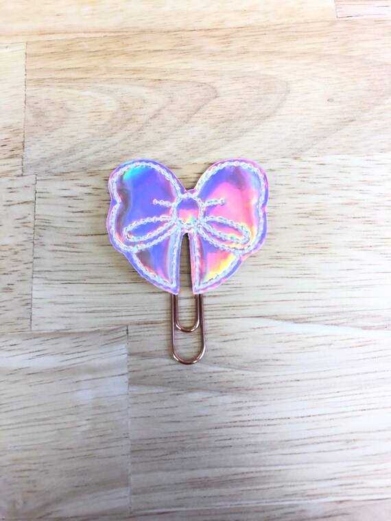 Pink Holographic Bow planner Clip/Planner Clip/Bookmark. Bow Planner Clip. Holo planner clip. Holographic Planner Clip. Pink Bow