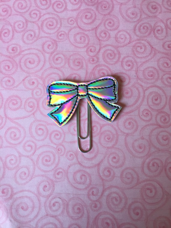 Holographic Dress Bow planner Clip/Planner Clip/Bookmark. Bow Planner Clip. Holo planner clip. Holographic Planner Clip