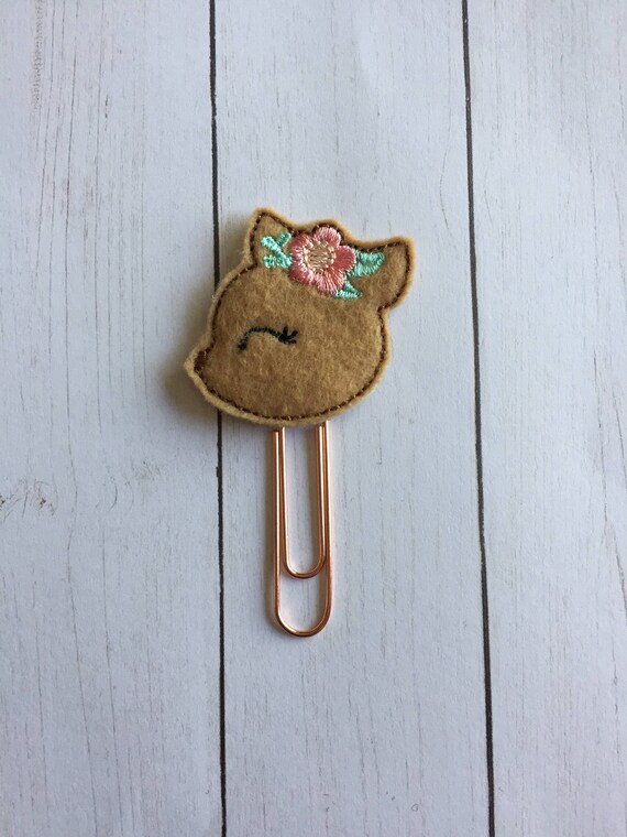 Floral Deer With Pink Flower Planner Clip/Planner Clip/Bookmark. Floral Planner Clip. Deer Planner Clip. Woodland Planner Clip
