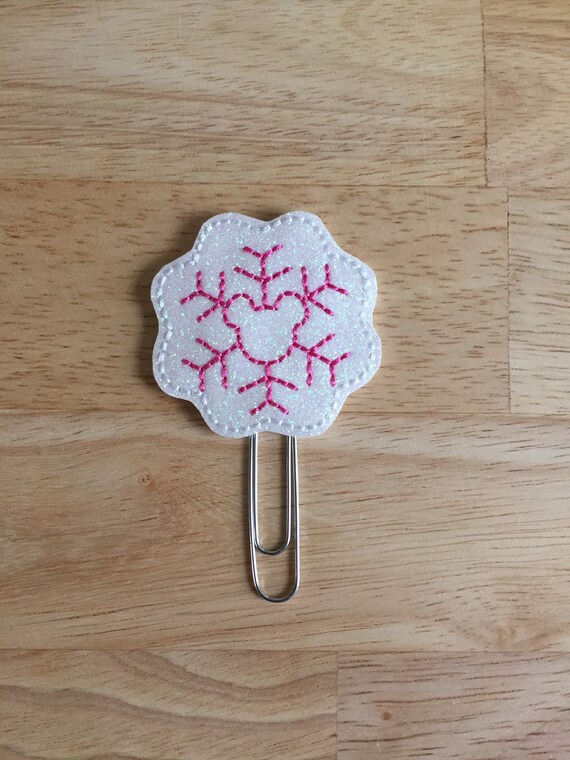 Pink Mouse Glitter Snowflake Clip/Planner Clip/Bookmark. Mouse Planner Clip. Mouse Ears Planner Clip. Snowflake Planner Clip. Winter clip