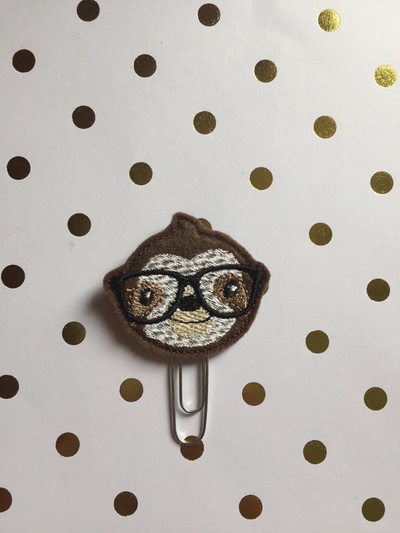 Geeky Sloth Clip/Planner Clip/Bookmark. Sloth Planner Clip. Sloth Paper Clip.