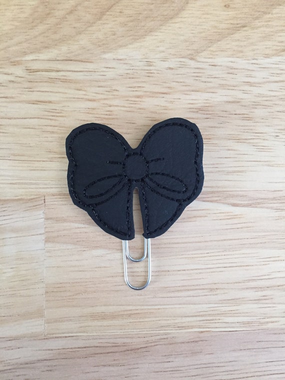Black on Black Vinyl Bow planner Clip/Planner Clip/Bookmark. Bow Planner Clip. Black Bow Planner Clip.