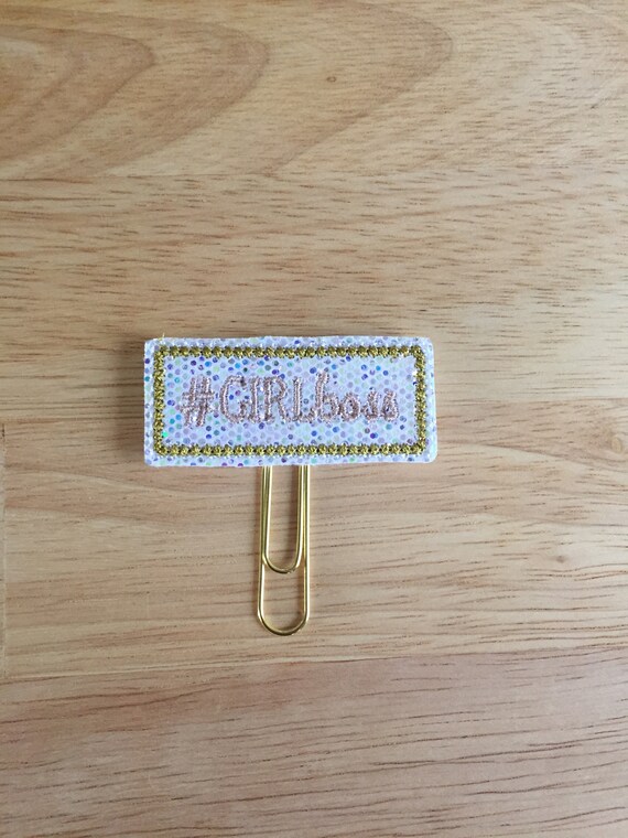 White Glitter Girl Boss planner Clip/Planner Clip/Bookmark. Hashtag Planner Clip. Boss Planner Clip. #Girl Boss. Girl Plan Clip