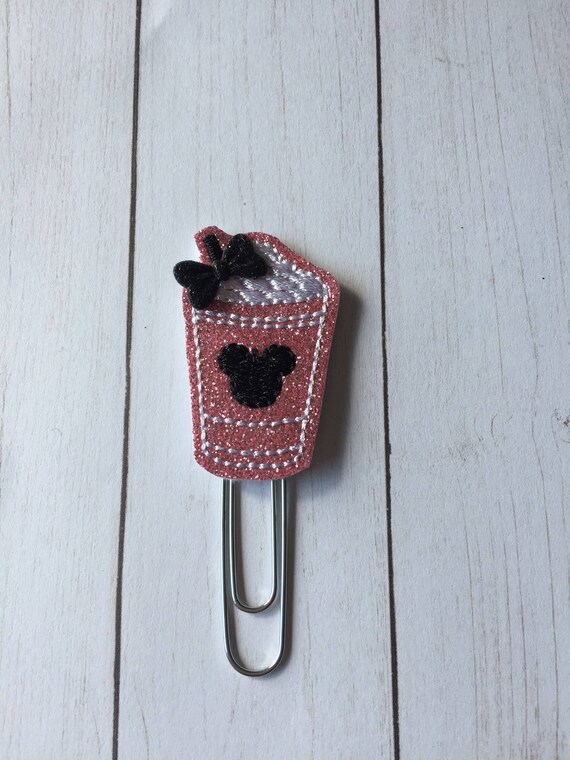 Glitter Mouse Frappucino planner Clip/Planner Clip/Bookmark. Coffee planner clip. Mouse planner clip. Glitter planner clip.