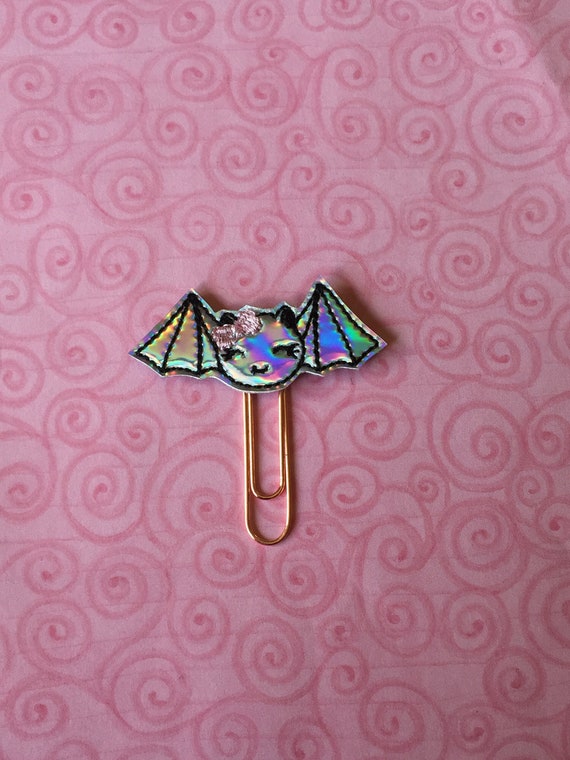Holo Bat Clip/Planner Clip/Bookmark. Holographic Planner Clip. Bat Planner Clip. Halloween Planner Clip. Fall Planner Clip