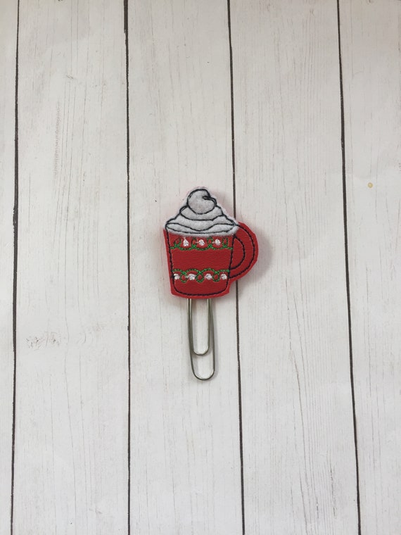 Vinyl Hot Cocoa Clip/Planner Clip/Bookmark. Winter Planner Clip. Christmas Planner Clip. Coffee Planner Clip.