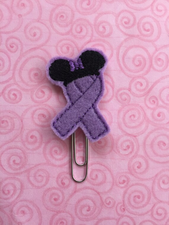 Miss Mouse Lavender Awareness Ribbon Clip/Planner Clip/Bookmark. Awareness Planner Clip. Ribbon Planner Clip. Mouse Planner Clip
