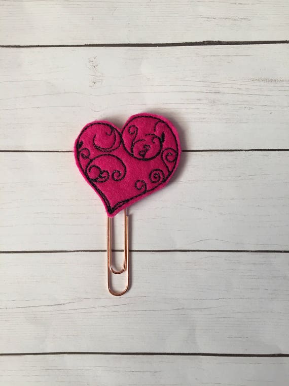 Felt Swirly Heart planner Clip/Planner Clip/Bookmark. Heart Planner Clip. Love Planner Clip. Valentine Planner Clip. Valentines Clip