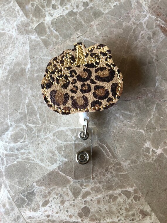 Leopard Print Pumpkin Badge Reel/Fall Badge Reel/Halloween Badge Reel/Nurse Badge Reel/Pumpkin Badge Reel