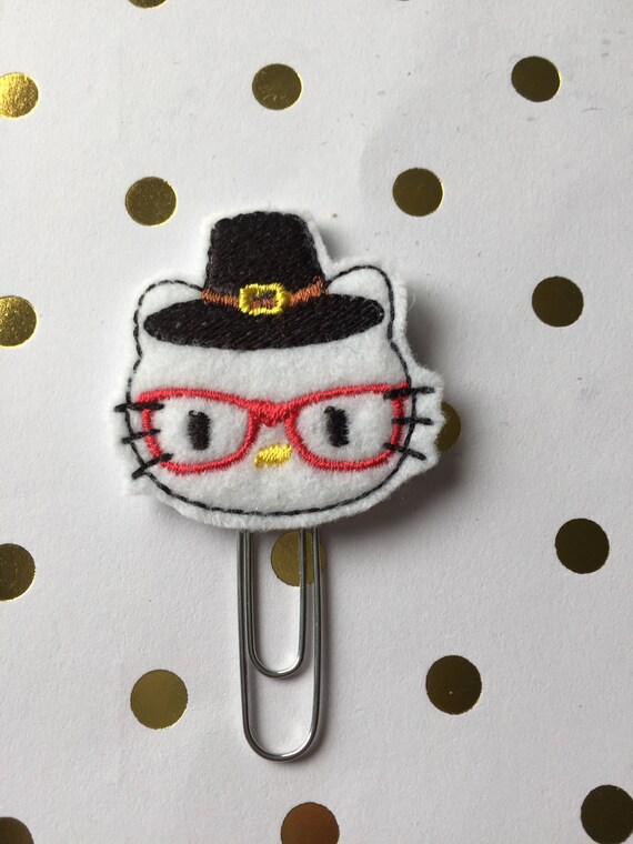 Geeky Pilgrim planner Clip/Planner Clip/Bookmark. Thanksgiving Planner Clip. Geeky Cat Planner Clip. Fall Planner Clip