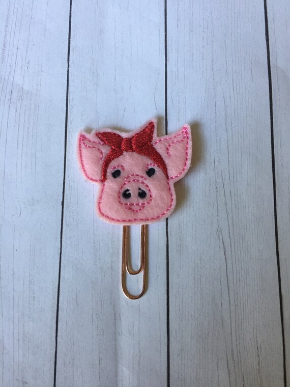 Country Pig Clip/Planner Clip/Bookmark. Pig With Bandana Planner Clip. Pig Planner Clip. Animal Planner Clip