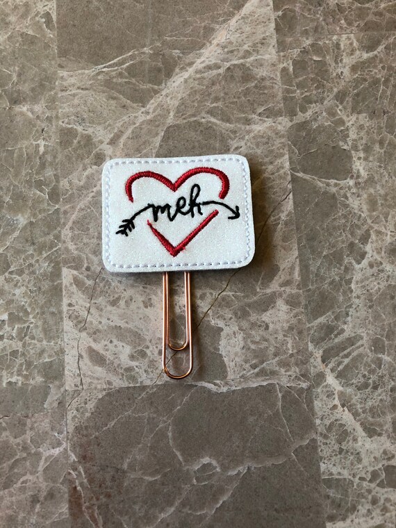 Meh Valentine Clip/Planner Clip/Bookmark. Valentine Planner Clip. Love Planner Clip. Glitter Planner Clip. Snarky Valentine. Anti Valentine