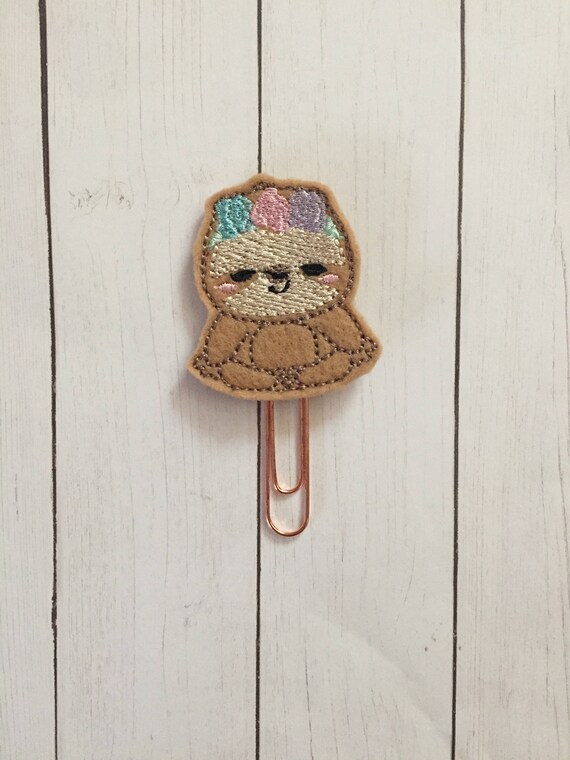 Sloth with flowers Clip/Planner Clip/Bookmark. Woodland Planner Clip. Sloth Planner Clip. Floral Planner Clip