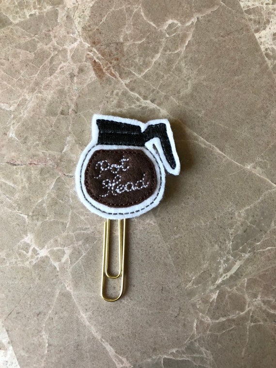Pot Head Paper Clip/Planner Clip/Bookmark. Coffee Pot Planner Clip. Coffee Planner Clip.