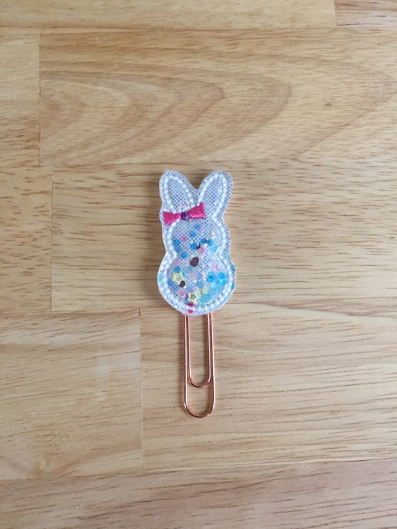 Shaker Glitter Easter Bunny planner Clip/Planner Clip/Bookmark. Easter Planner Clip. Bunny Planner Clip