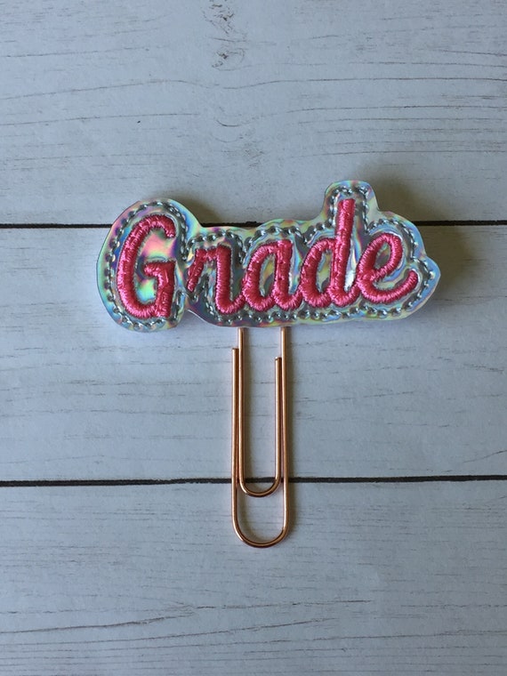Grade Holographic Planner Clip/Planner Clip/Bookmark. Holo Planner Clip. School Clip. Teacher Planner Clip.