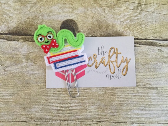 Book Worm Paper Clip/Planner Clip/Bookmark. School planner clip. Geeky planner clip