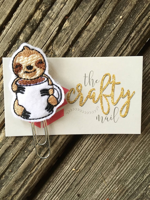 Sloth With Coffee Clip/Planner Clip/Bookmark.