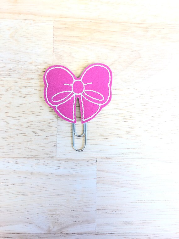 Hot Pink Vinyl Bow planner Clip/Planner Clip/Bookmark. Bow Planner Clip. Pink Bow