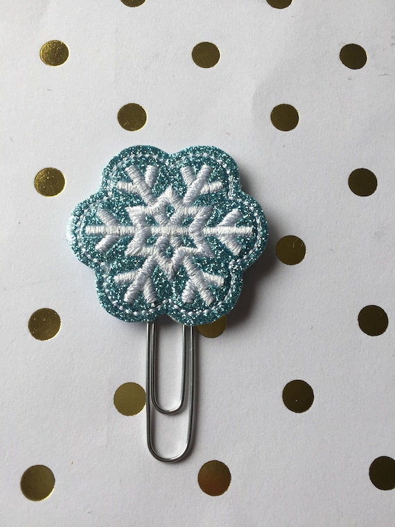 Ice Blue Glitter Snowflake planner Clip/Planner Clip/Bookmark. Winter Planner Clip. Snow Planner Clip. Snowflake Planner Clip