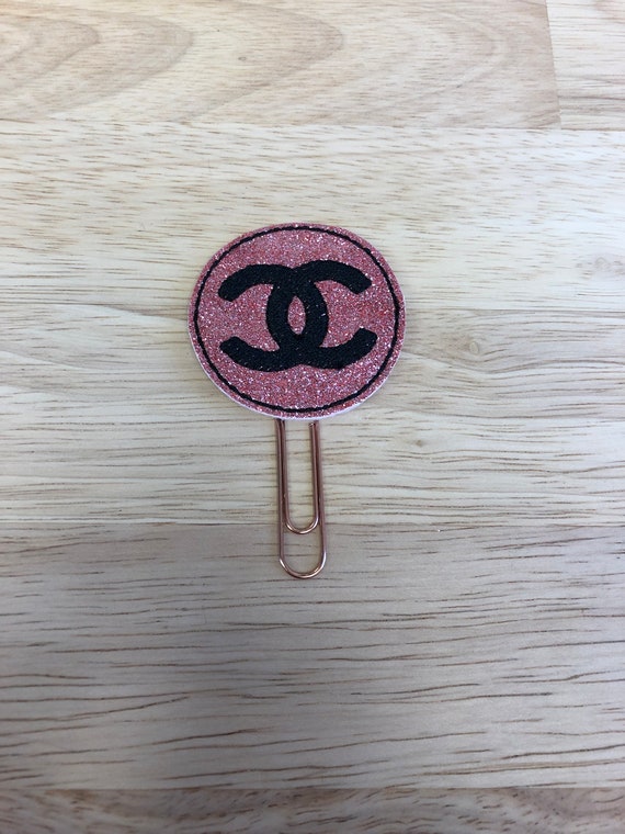 Pink Glitter Logo Clip/Planner Clip/Bookmark. Logo Planner Clip. Designer Planner Clip. Coco Planner Clip