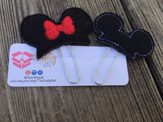 Mouse Inspired Mouse Ears Clip/Planner Clip/Bookmark. Your choice of Mickey or Minnie