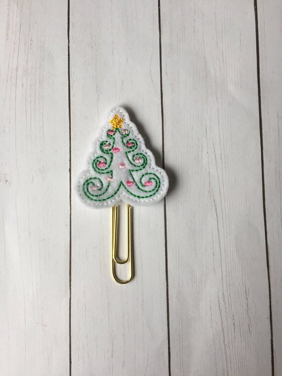 White Swirl Christmas Tree planner Clip/Planner Clip/Bookmark. Tree Planner Clip. Christmas Planner Clip. Holiday Clip. Christmas Tree Clip