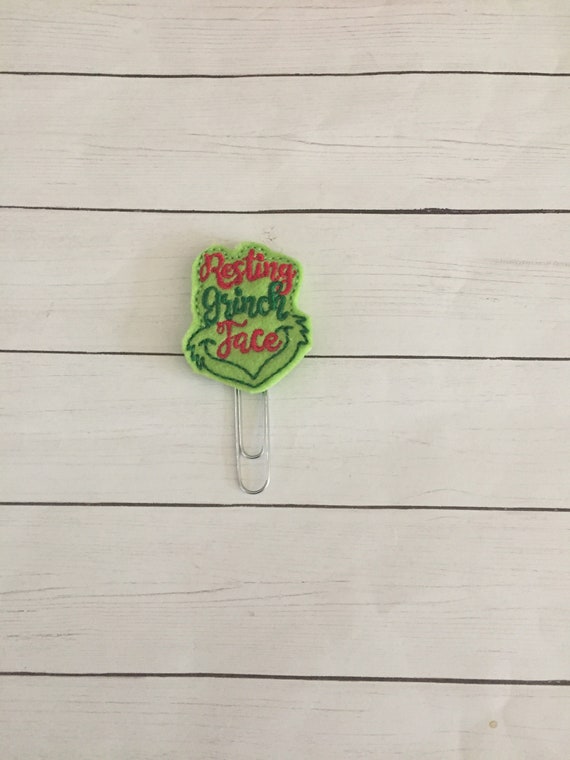 Mean Green Resting Grinch Face Clip/Planner Clip/Bookmark. Mean Green Planner Clip. Snarky Planner Clip. Christmas planner clip