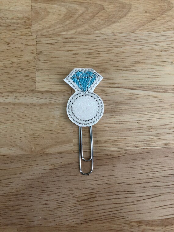 Glitter Diamond Ring planner Clip/Planner Clip/Bookmark. Diamond Planner Clip. Ring Planner Clip. Wedding Planner Clip
