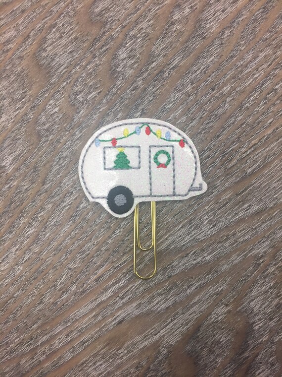 Glitter Christmas Camper Clip/Planner Clip/Bookmark. Christmas Planner Clip. Camper Planner Clip. Holiday Planner Clip