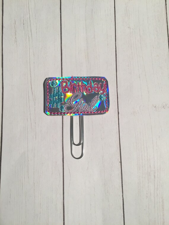 Holo Birthday Girl planner Clip/Planner Clip/Bookmark. Hashtag Planner Clip. Birthday Planner Clip. Birthday Girl. Hashtag Planner Clip
