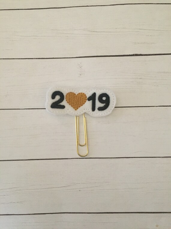 2019 Heart Clip/Planner Clip/Bookmark. Heart Planner Clip. New Year Planner Clip. 2019 Planner Clip