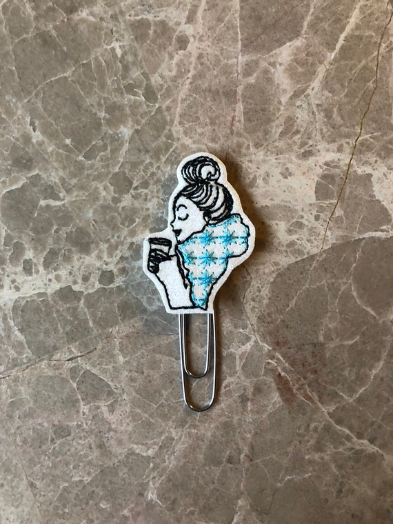 Coffee Girl With Scarf planner Clip/Planner Clip/Bookmark. Coffee Planner Clip. Girl Planner Clip. Winter Planner Clip. Coffee Girl Planner