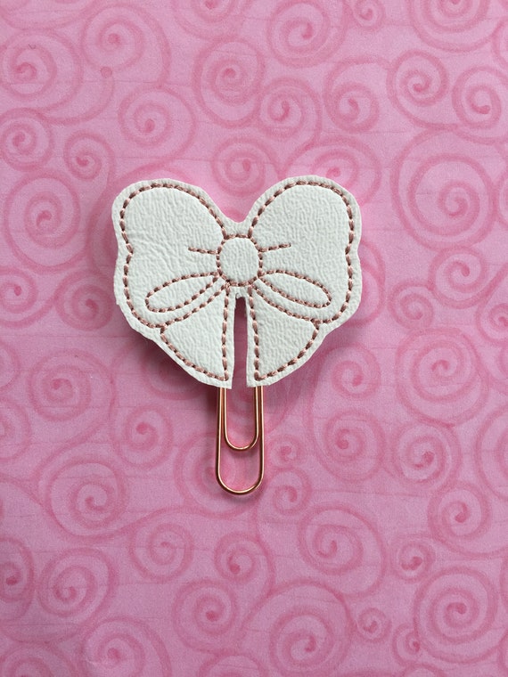 White Vinyl Bow planner Clip/Planner Clip/Bookmark. Bow Planner Clip. White Bow Planner Clip.