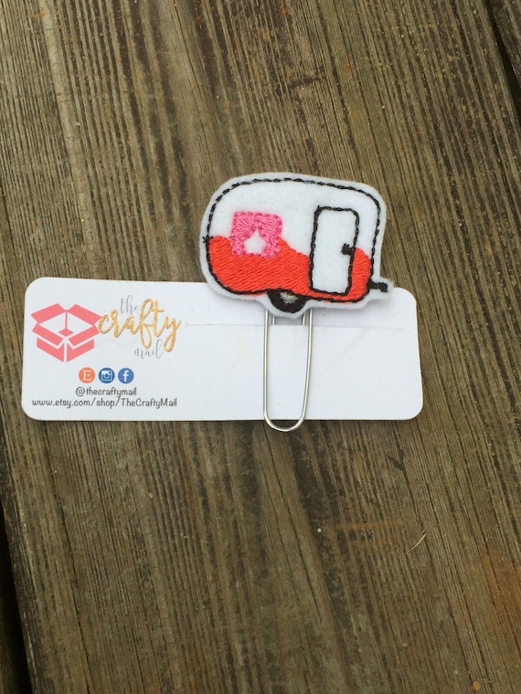 Valentine Camper Clip/Planner Clip/Bookmark. Valentine's planner clips. Glamping Planner Clip