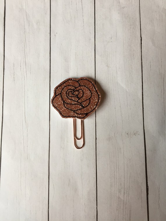 Glitter Rose Gold Flower planner Clip/Planner Clip/Bookmark. Flower Planner Clip. Rose Gold Planner Clip. Rose Planner Clip. Floral Clip