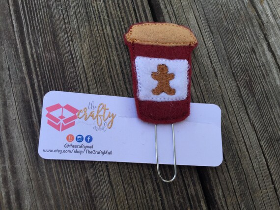Gingerbread Latte Paper Clip/planner clip. Christmas planner clips. Coffee planner clip