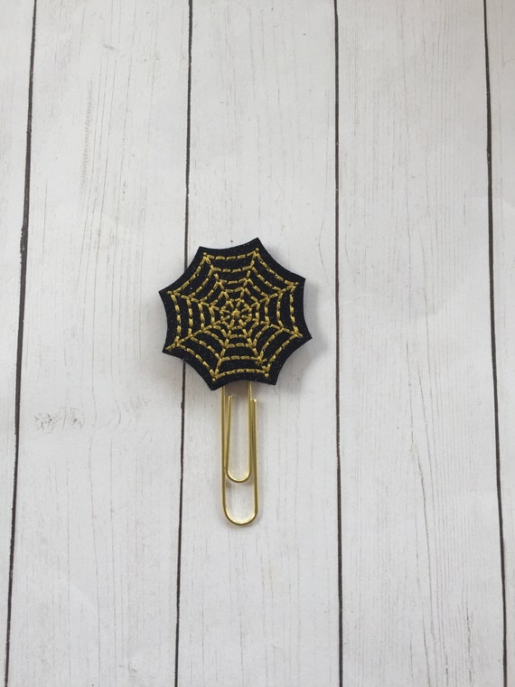 Black Glitter Spider Web Clip/Planner Clip/Bookmark. Fall Planner Clip. Spider Planner Clip. Halloween Planner Clip. Glitter Planner Clip