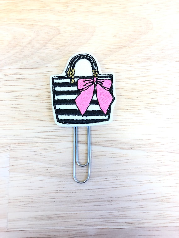 Glitter Vinyl Purse With Pink Bow Planner Clip/Planner Clip/Bookmark. Fashion Planner Clip. Bag Planner Clip. Purse Planner Clip