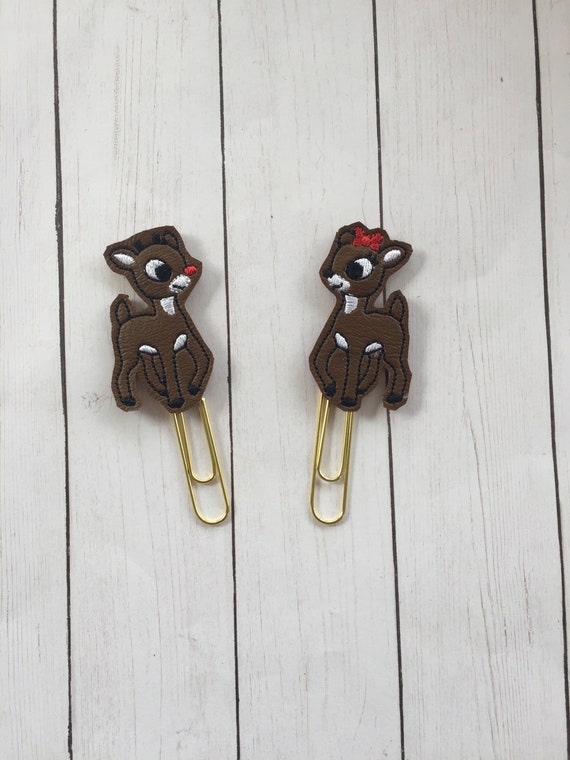 Vinyl Rudolph & Clarice Clip/Planner Clip/Bookmark. Winter Planner Clip. Christmas Planner Clip. Reindeer Planner Clip. Red Nose Clip