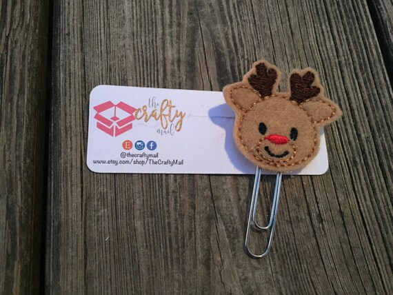 Boy Reindeer Planner Clip/Paper Clip/Feltie Clip. Christmas planner clips. Reindeer planner clip. Holiday planner clip