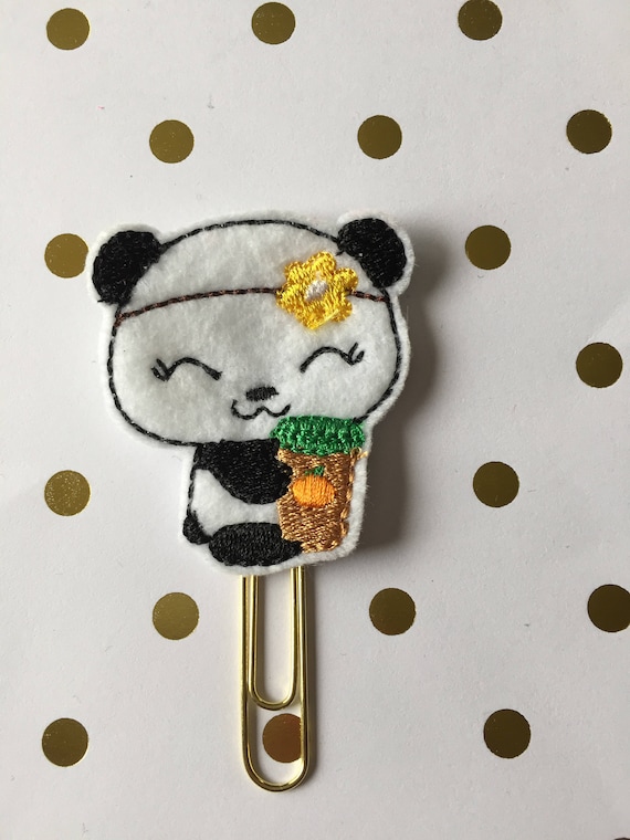 Panda With Pumpkin Coffee planner Clip/Planner Clip/Bookmark. Planner Clip. Panda planner clip. Pumpkin coffee planner clip. coffee planner
