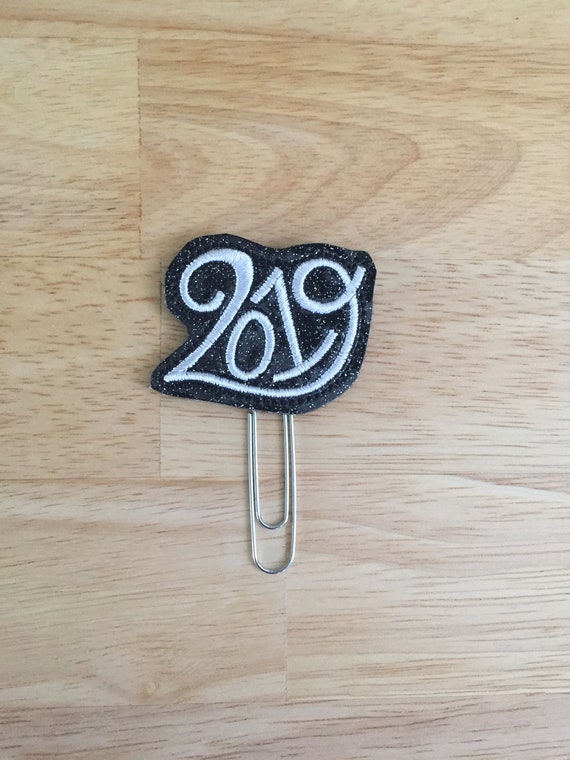 2019 Glitter Swirl Happy New Year Clip/Planner Clip/Bookmark. New Year Planner Clip. 2019 Planner Clip. Glitter New Year Planner