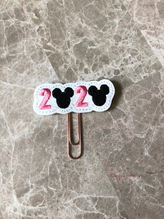 Glitter Vinyl pink 2020 Mouse Clip/Planner Clip/Bookmark. Mouse Planner Clip. 2020 Planner Clip. New Year Planner Clip